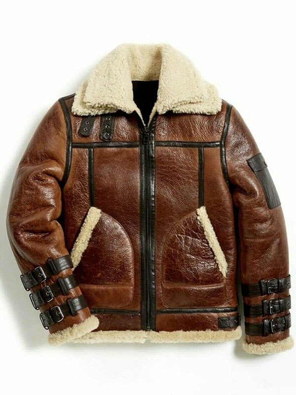 Mens Real Shearling Bomber Leather Jacket